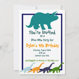 Dinosaure coloré Invitations de fête d'anniversair