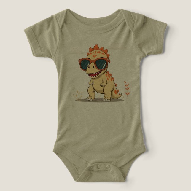 Dinosaure Cool avec des Lunettes de Soleil Drôle E (Design Recto)