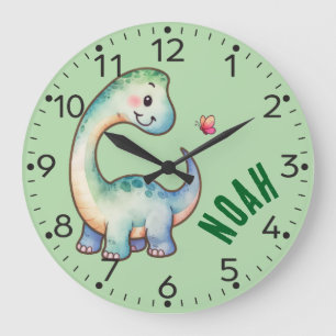 Dinosaure Cute Personnalisé, Horloge Mur