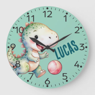 Dinosaure Cute Personnalisé, T-Rex, Horloge Mur
