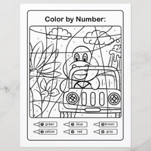 Dinosaure dans une voiture Coloration Page par num