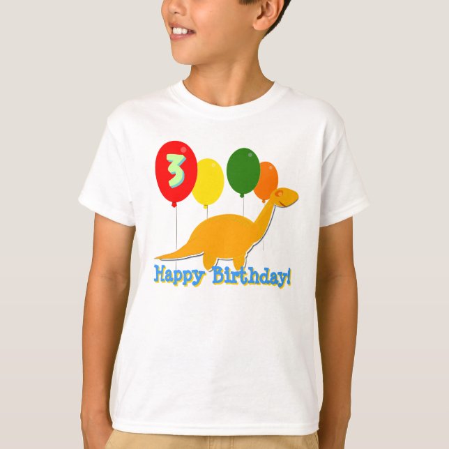 Dinosaure de joyeux anniversaire 3 ans de T-shirt (Devant)