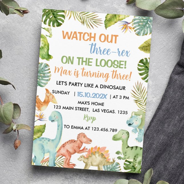Dinosaure de la jungle Invitation d'anniversaire à (Créateur téléchargé)