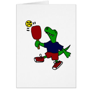 Dinosaure drôle de T-Rex jouant Pickleball