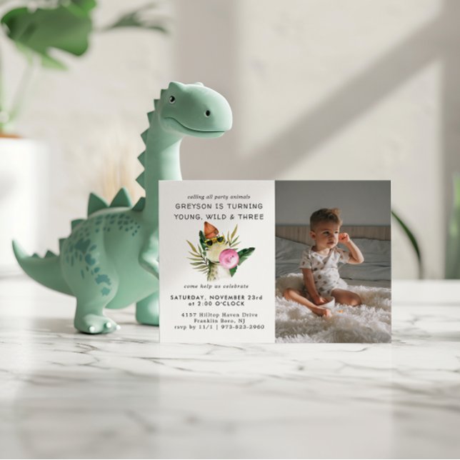Dinosaure élégant | Invitation d'anniversaire (Créateur téléchargé)