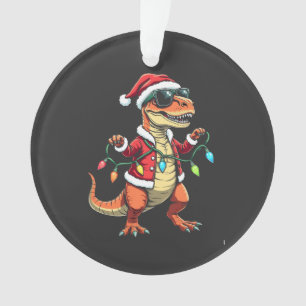 Dinosaure enveloppé de lumières de Noël Santa Hat