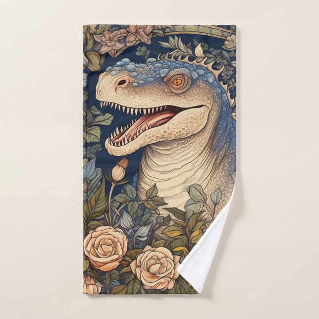 Dinosaure et fleurs de style Art nouveau (Serviette à main)
