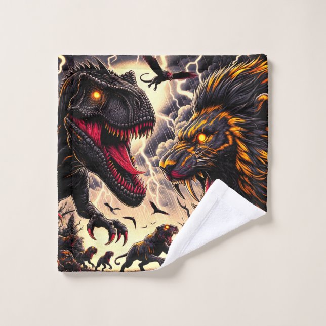Dinosaure Et Lion (Gant de toilette)