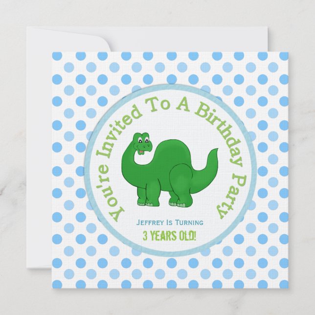 Dinosaure et point de polka : Invitation de partie (Devant)