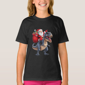 Dinosaure festif et T-shirt du Père Noël pour les