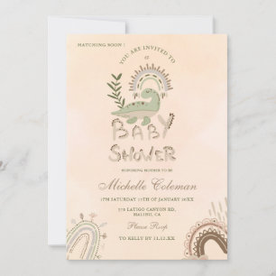 Dinosaure Hatching Bientôt Baby shower Invitation