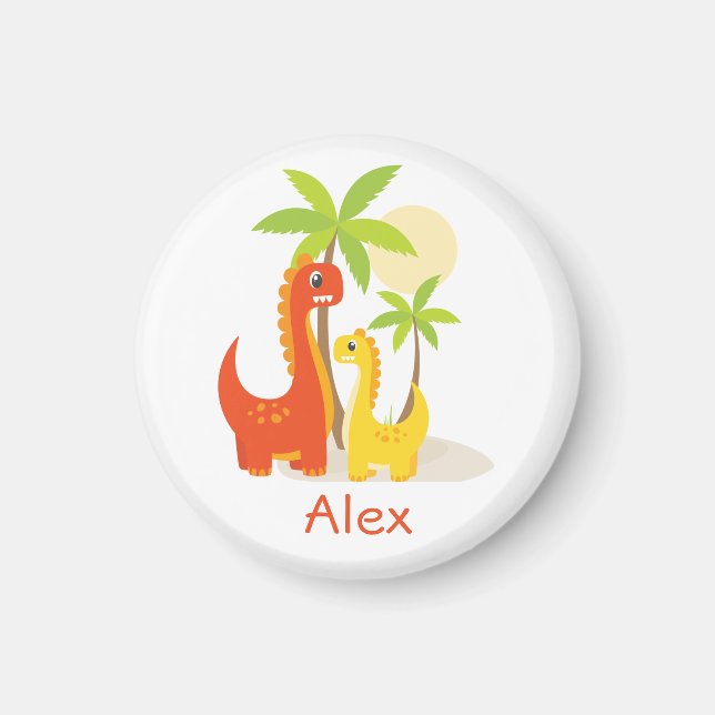 Dinosaure jaune rouge Magnet cadeau personnalisé (Devant)