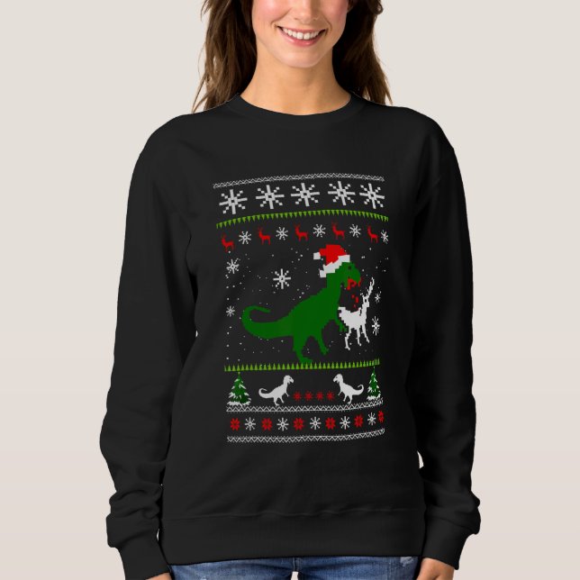 Dinosaure Manger Reindeer Vilain Sweat de Noël Fu (Devant)