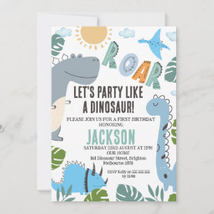Dinosaure moderne fête 1er anniversaire Invitation