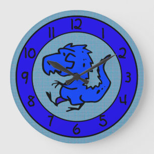Dinosaure ou horloge murale bleu de dragon