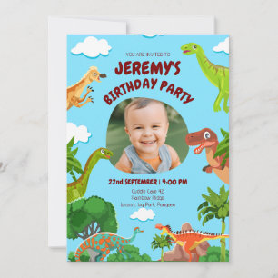 Dinosaure Photo personnalisée Invitation Anniversa