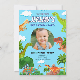 Dinosaure Photo personnalisée Invitation Anniversa