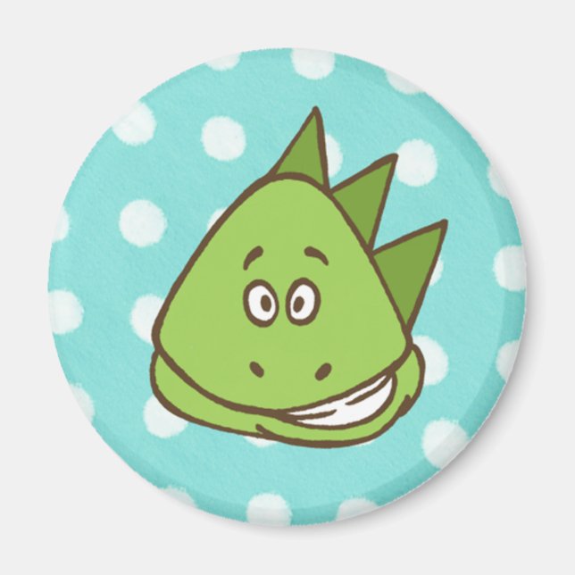 Dinosaure Polka Dot Magnet (en bleu et vert) (Devant)