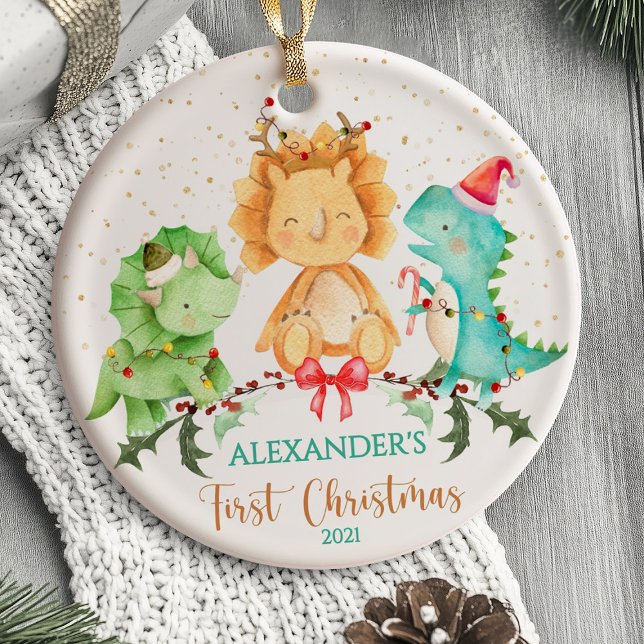 Dinosaure pour le premier ornement de Noël du bébé (Baby's First Christmas Ornament  Dinosaur)