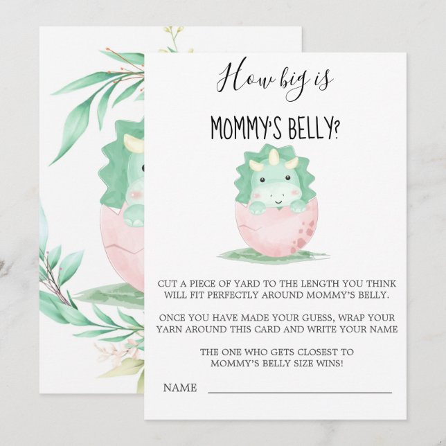 Dinosaure rose vert à quel point le ventre de mama (Devant / Derrière)