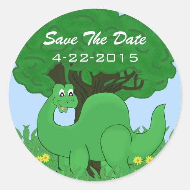 Dinosaure Souriant Enregistrer Les Stickers Date (Devant)