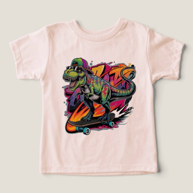 Dinosaure sur un skateboard (Design Recto)