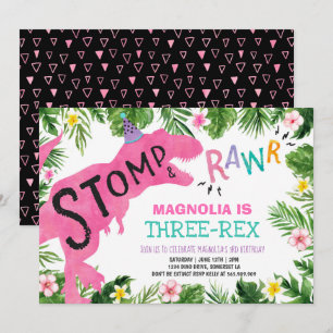 Dinosaure Trois Rex Invitation Anniversaire Dino