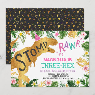 Dinosaure Trois Rex Invitation Anniversaire Dino