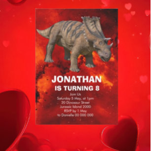 Dinosaure, un garçon, invitation à la fête d'anniv
