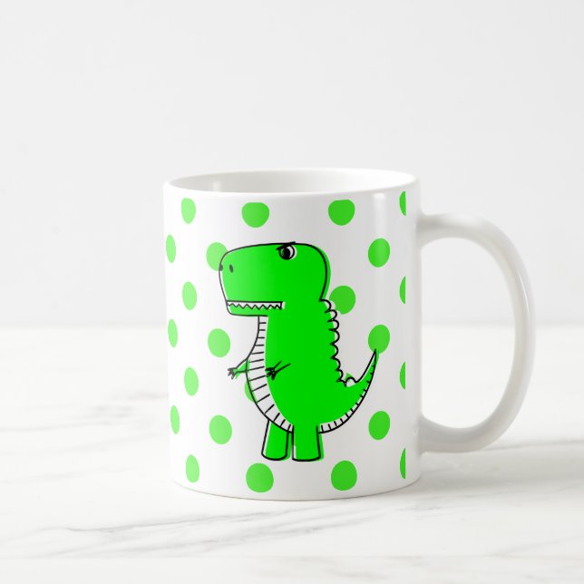 Dinosaure Vert Pois Café Mug (Droite)
