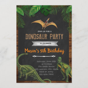 Dinosaure vintage invitation fête d'anniversaire