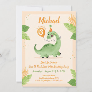 Dinosaures Anniversaire Fête Invitation | Dino Par
