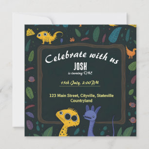 Dinosaures caricaturaux 1er invitation anniversair