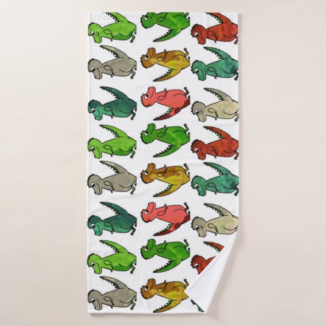 Dinosaures colorés (Serviette de bain)