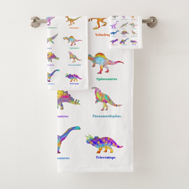 Dinosaures colorés aux noms rose (En situation)