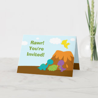Dinosaures colorés mignon invitation fête d'annive