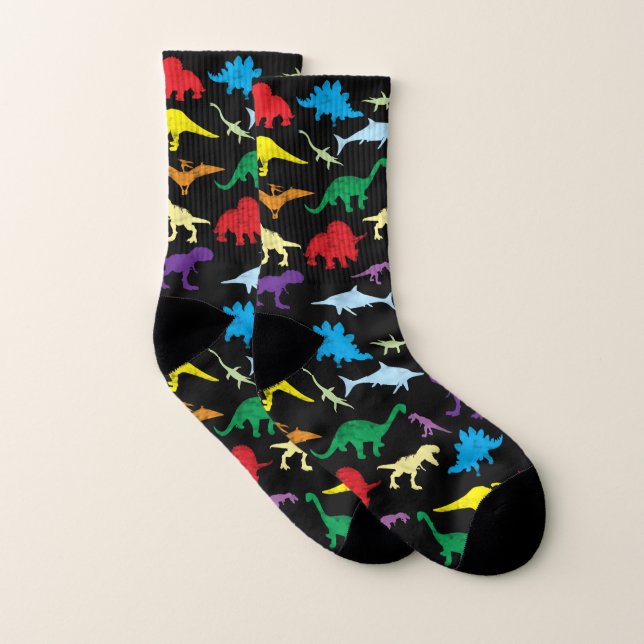 Dinosaures colorés Motif d'aquarelle (Paire)