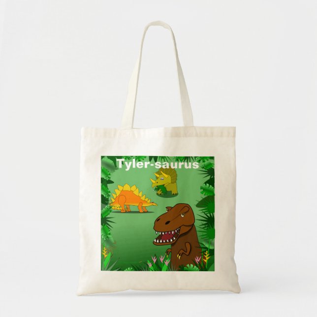 Dinosaures dans le sac réutilisable personnalisé (Devant)