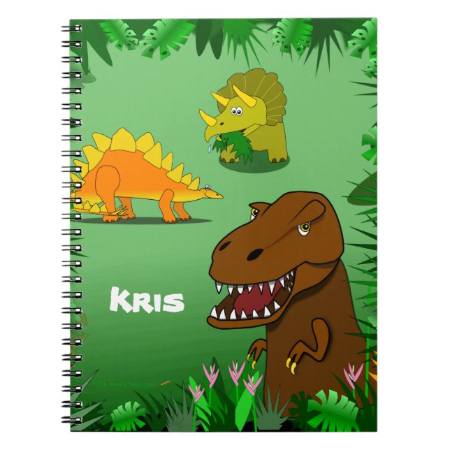 Dinosaures dans un carnet de notes à spirale nommé (Devant)