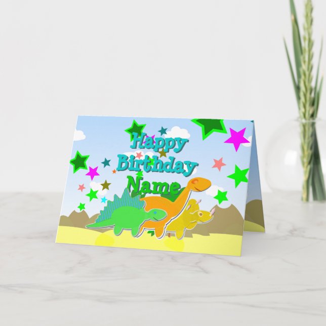 Dinosaures de joyeux anniversaire votre carte (Devant)