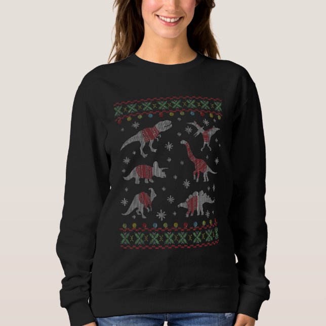 Dinosaures de Noël moche Sweat de Noël (Devant)