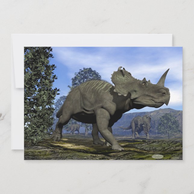 dinosaures du Centrosaurus marchant parmi les magn (Devant)