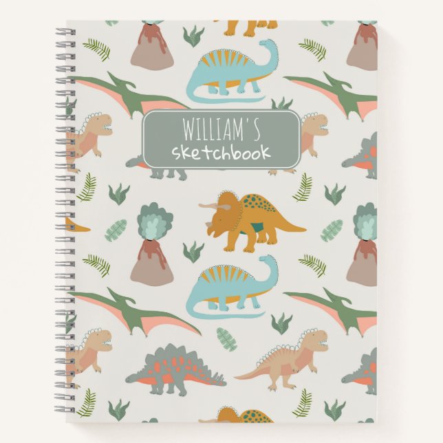 Dinosaures Enfants Dessinés à la Main Boho Cahier  (Devant)