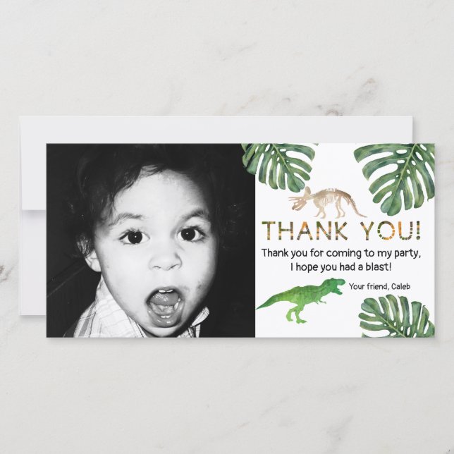 Dinosaures ! Fête d'anniversaire dinosaure Merci (Devant)