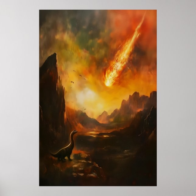 Dinosaures Fin Affiche Vintage Dark Academia (Devant)