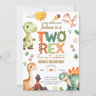 Dinosaures invitation de 2e anniversaire garçon DE