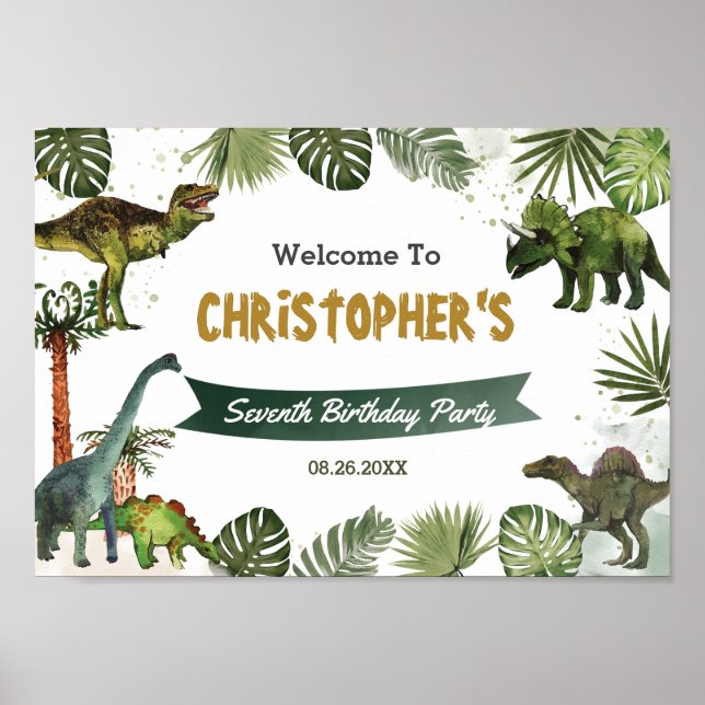 Dinosaures Jurassique Anniversaire Affiche de bien (Devant)