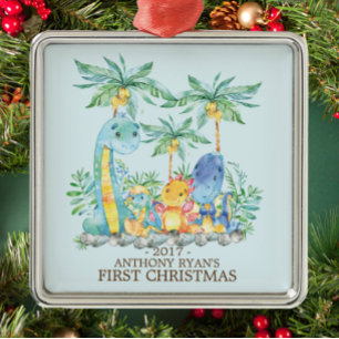 Dinosaures mignons Premier ornement de Noël du béb