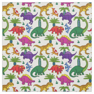 Dinosaures Motif Dinos Colorés Tissu