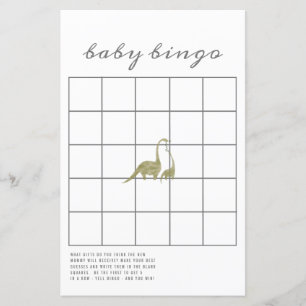 Dinosaures Neutre Baby shower Bingo Jeu
